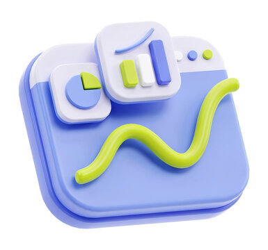 Modern Data Analytics 3D Illustration with Statistical Charts Growth Metrics and Business Dashboard