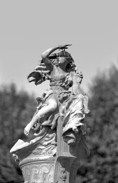Sculpture at the garden of Versailles by artist Jules Alexis Coutan.