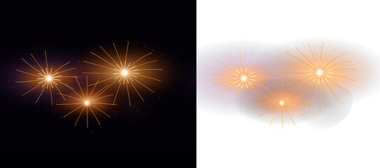 Fototapeta premium Bright Golden Fireworks Burst with Glowing Sparks and Light Rays for Festive Celebrations