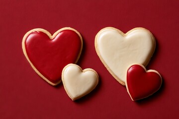 Obraz premium Heart Shaped Cookies and Macarons - Warm Glow