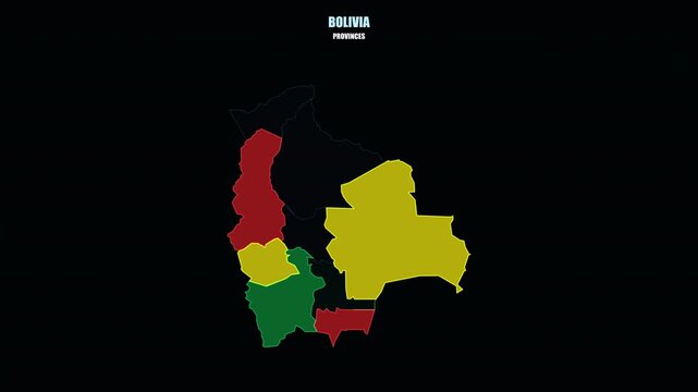 Bolivia Provinces Highlighted on World Map with Glowing Map Animation