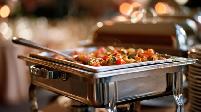 Stainless steel chafing dish grilled vegetable buffet catering banquet warm light