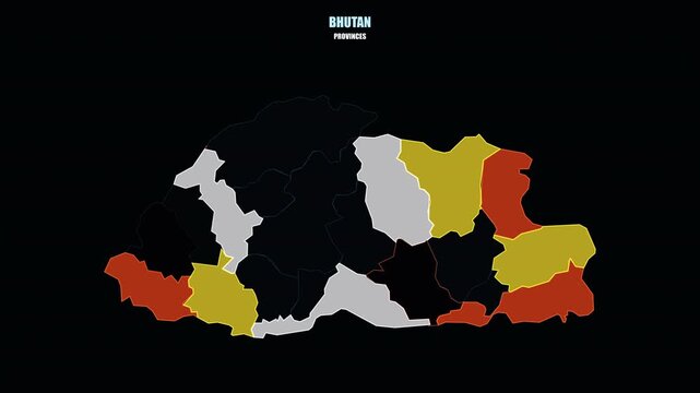 Bhutan Province Map Highlighted on World Map in 4K Motion Graphics
