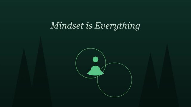 Mindset is everything motivational quote animation with abstract minimalist human and geometric circles 4k
