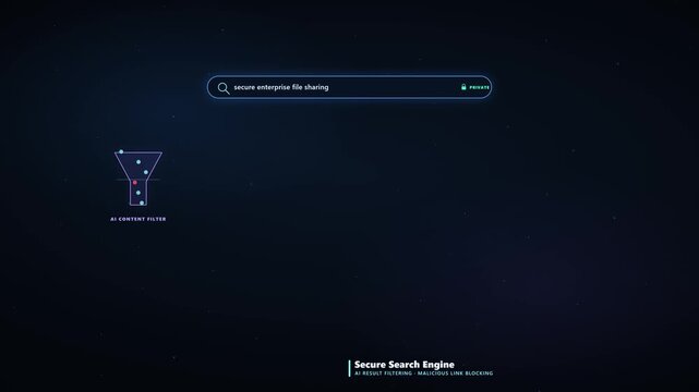 4K Animation of AI-Driven Private Search Engine Filtering Unsafe Links in Real Time