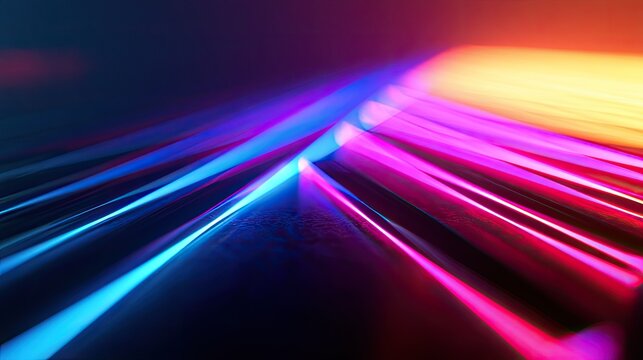 Abstract, dynamic light streaks in vibrant blue and magenta, creating a futuristic pathway