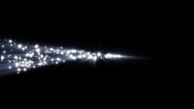 Glowing 4k glittering starburst infinity symbol on black  screen featuring flowing sparkle trails, light beams and magic motion for video editors