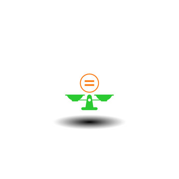 Vector illustration of seesaw balance with equals sign. Symbol of equality.