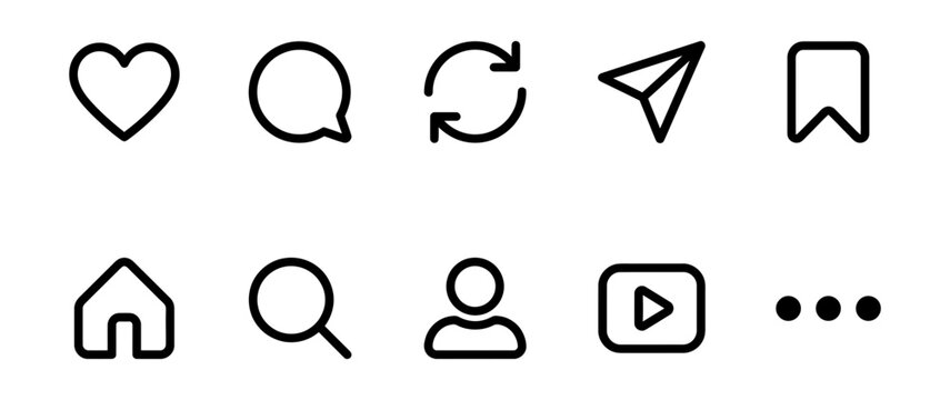 Set of hand drawn social media interface icons for web design and mobile application user interface projects