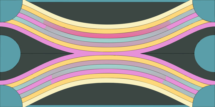 Abstract Geometric Pattern with Colorful Curved Stripes and Shapes