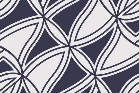 Seamless Navy and White Geometric Floral Pattern Background