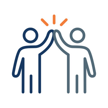 Two People High Five Celebration Icon Vector