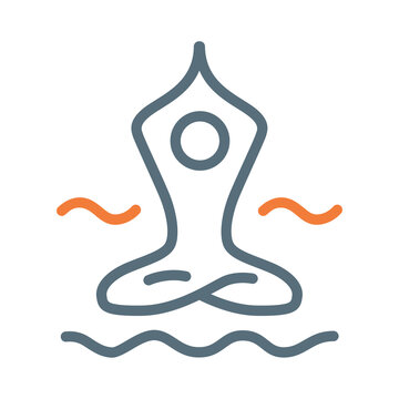 Yoga Lotus Pose Meditation Line Icon Vector