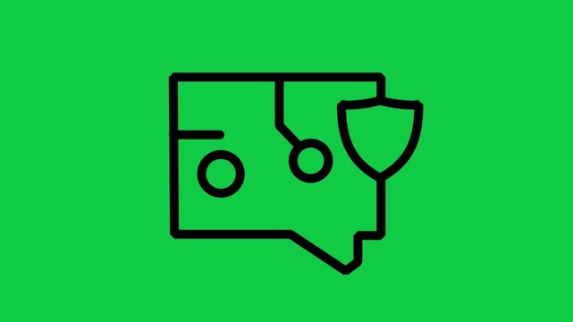 Secured Data Message Chat Icon Motion. Animated line icon featuring chat bubbles with protective shield, representing encrypted messaging, data security, and communication protection.