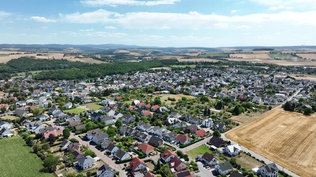 Drone aerial footage of Limburg an der Lahn Lindenholzhausen, Limburg Weilburg district, Hesse, Germany