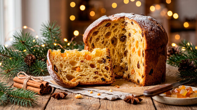 Festive Christmas Bread with Dried Fruits and Spices for the Christmas Celebration