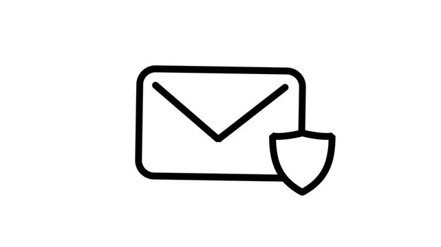 Email Security Shield Icon Motion. Animated line icon of envelope protected by security shield, suitable for email encryption, spam protection, and privacy.