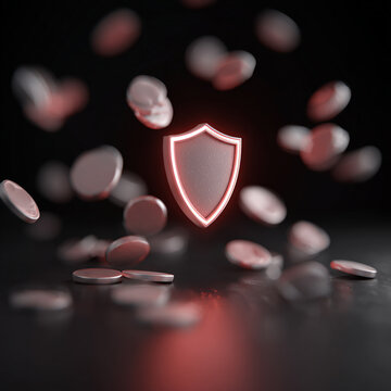 Glowing Security Shield Protecting Financial Assets