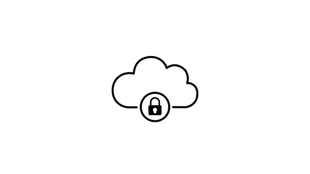 Minimalist cloud security animation: secure data storage and cyber protection concept
