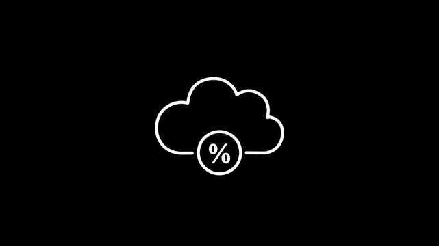 Minimalist cloud with percentage symbol animation for digital finance and cloud computing concepts