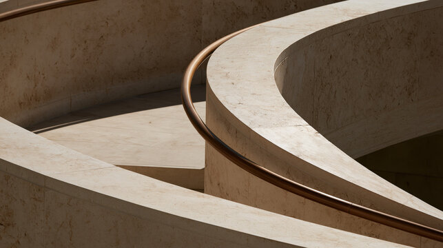 elegant pale stone bridge with refined bronze handrail