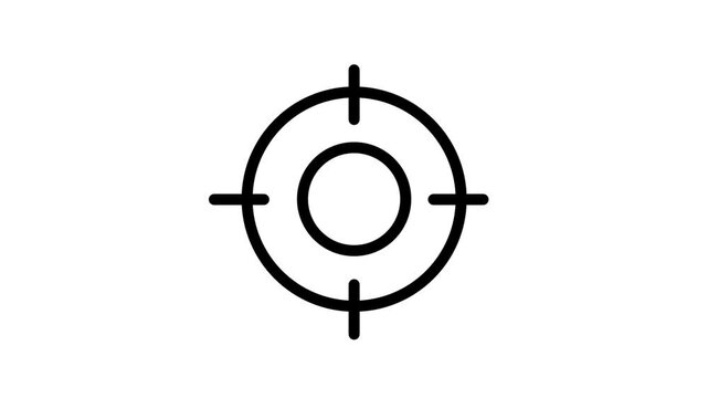 Target Crosshair Icon Motion. Animated line icon of a bullseye target crosshair symbol representing business goals, focus, accuracy, and strategic placement.