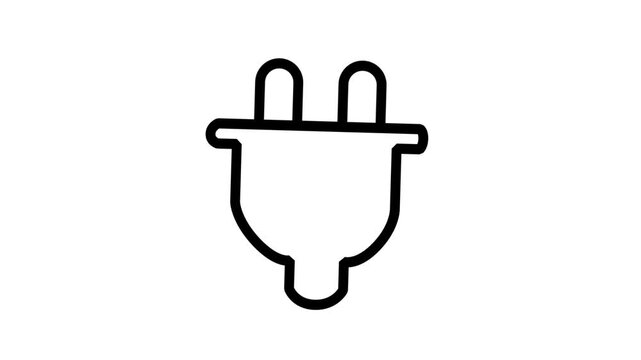 Power Plug Icon Motion. Animated line icon of an electric power plug symbol representing energy connection, electrical supply, and hardware connectivity.
