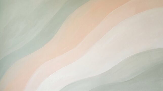 Layered Muted Wave Art in Sage and Peach