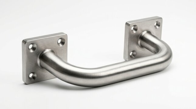 Brushed metal grab bar handle with mounting plates stainless handrail