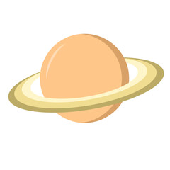 Stylized illustration of the planet Saturn featuring its distinctive ring system, presented as a clean and simple astronomical depiction suitable for educational, scientific © Orca GMG