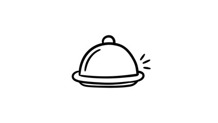 Fototapeta premium Hand-drawn food platter cloche with steam lines.