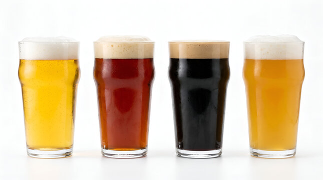 Collection Of Beer Glasses Filled With Various Brews