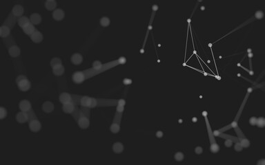 Fototapeta premium Abstract background. Molecules technology with polygonal shapes, connecting dots and lines. Connection structure. Big data visualization.