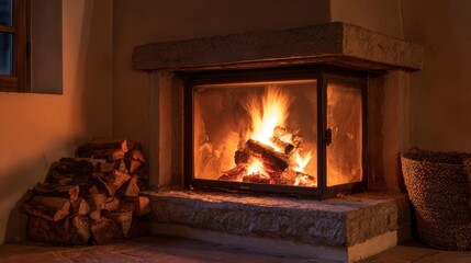 Fototapeta premium Calm cozy winter atmosphere in soft warm interior lighting