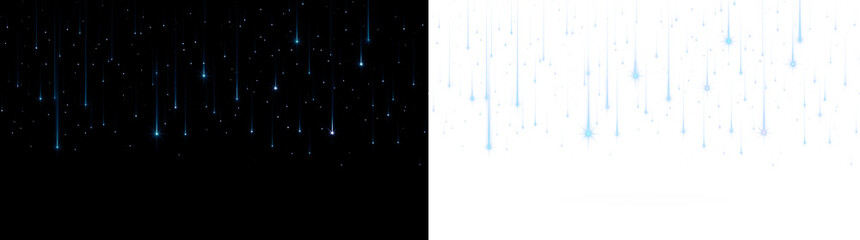 Dense Blue Meteor Shower With Glowing Trails and Bright Starlight Flares on Transparent Background © ellyson