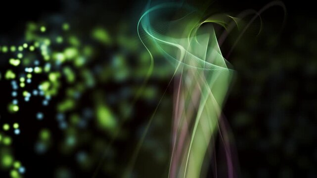 A mesmerizing video sequence featuring luminous, flowing forms that evolve into complex