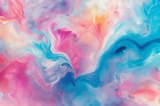 Vibrant Fluid Art Background with Swirling Pink Blue and Purple Colors