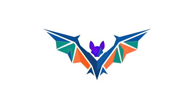 Abstract Geometric Bat Vector Logo Illustration