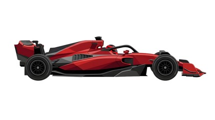 Fototapeta premium Side view of a modern red racing car isolated on white background