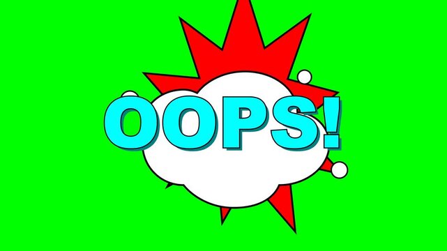 Colorful comic book style speech bubble with oops text.