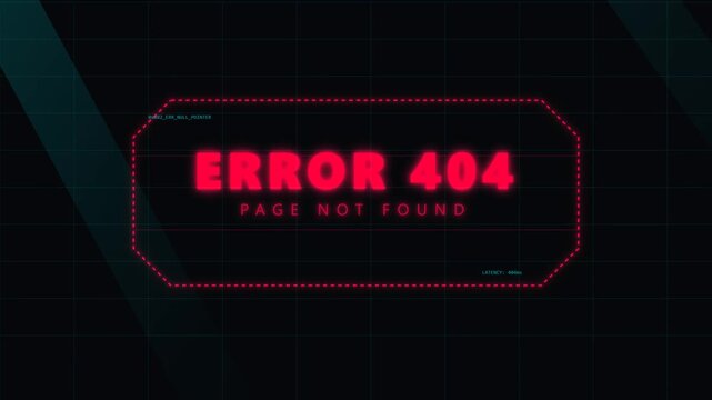 Error 404 page not found displayed on dark background.