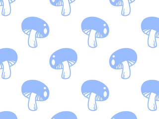 Obraz premium Shiitake mushroom background with scattered vegetables, light blue