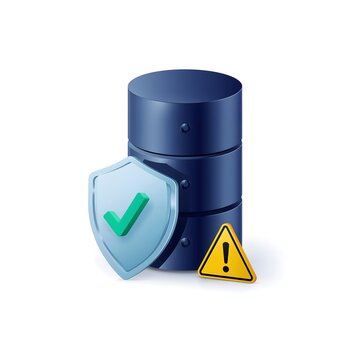 Generative AI depicting data security with a database icon and alert symbols