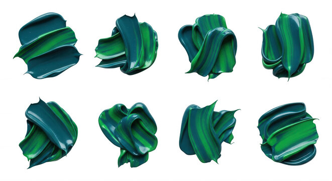 colorful strokes of teal and green paint on white surface creating abstract designs artistic backgrounds