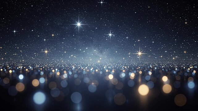 night sky bokeh lights and stars, dreamy nightscape