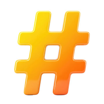 Vibrant Yellow Orange Hashtag Symbol Graphic Element