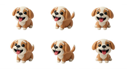 Obraz premium cute cartoon puppies sitting on a clean white background ready to play or be illustrations