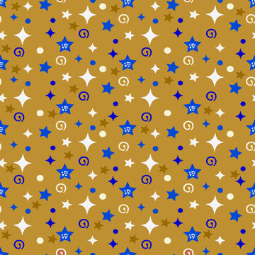 Christmas Blue and Gold Seamless Pattern