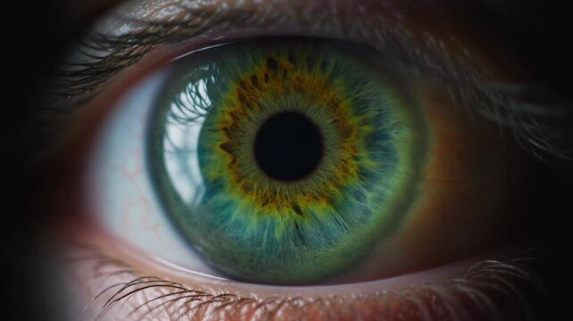 Extreme macro footage of a single beautiful healthy human moss-green iris for world sight day