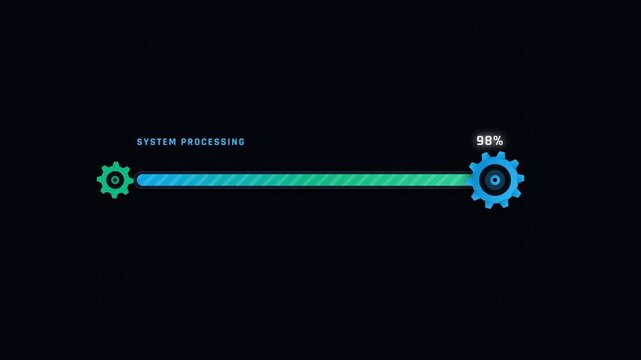 4K Futuristic Tech HUD Gear Progress Bar Loading Animation with Percentage Motion Graphic